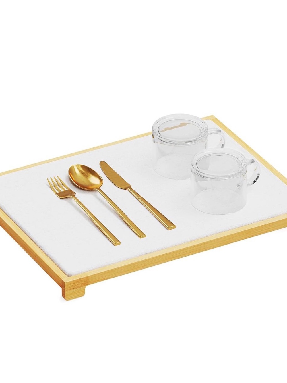 SpaceAid Bamboo Rack Dish Pad, Instant Dry Diatomaceous Earth Mat